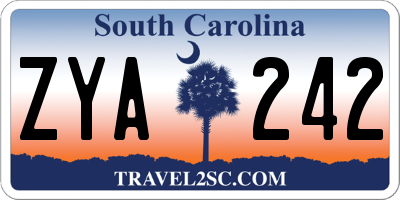 SC license plate ZYA242