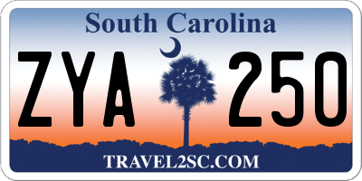 SC license plate ZYA250