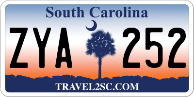 SC license plate ZYA252