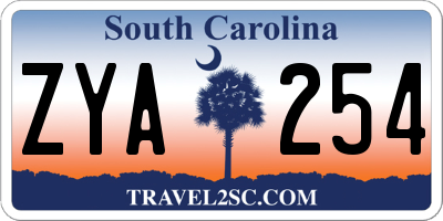 SC license plate ZYA254