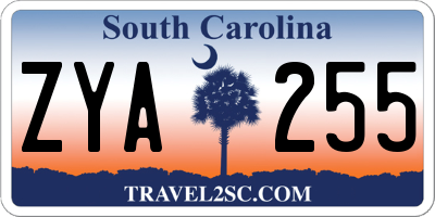 SC license plate ZYA255