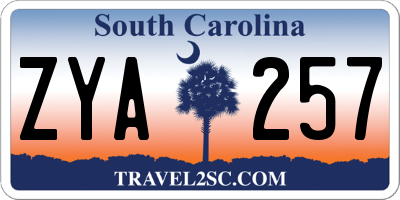 SC license plate ZYA257
