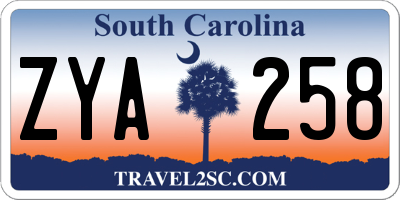SC license plate ZYA258