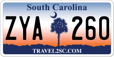SC license plate ZYA260