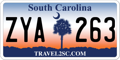 SC license plate ZYA263