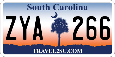 SC license plate ZYA266