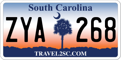 SC license plate ZYA268