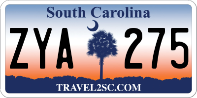 SC license plate ZYA275