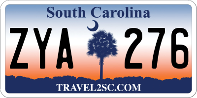 SC license plate ZYA276