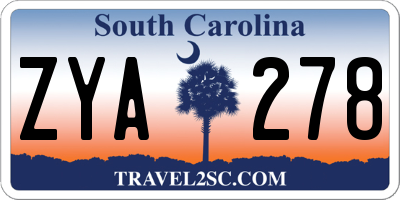 SC license plate ZYA278