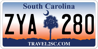 SC license plate ZYA280