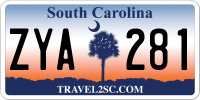 SC license plate ZYA281