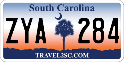 SC license plate ZYA284
