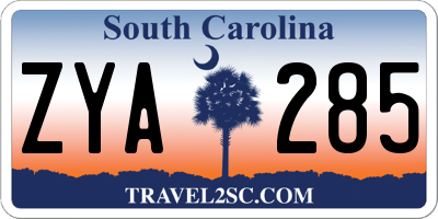 SC license plate ZYA285