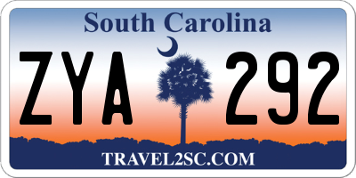 SC license plate ZYA292