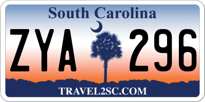 SC license plate ZYA296