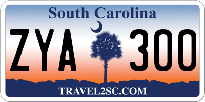 SC license plate ZYA300
