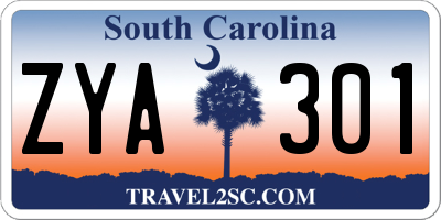 SC license plate ZYA301