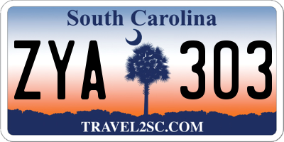 SC license plate ZYA303