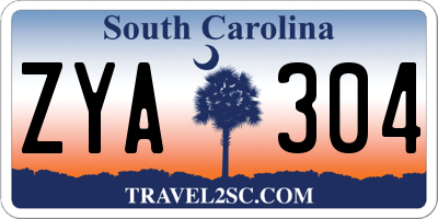 SC license plate ZYA304