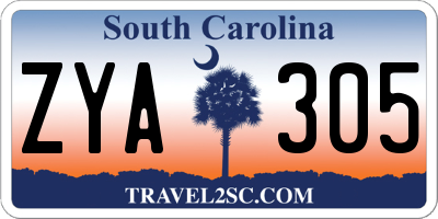 SC license plate ZYA305