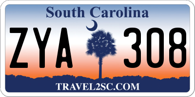 SC license plate ZYA308