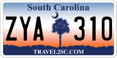 SC license plate ZYA310
