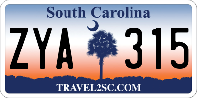 SC license plate ZYA315