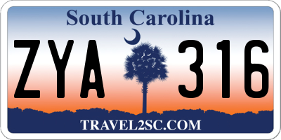 SC license plate ZYA316