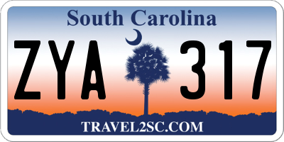 SC license plate ZYA317