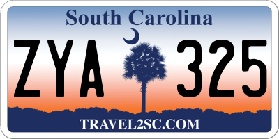 SC license plate ZYA325