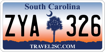 SC license plate ZYA326