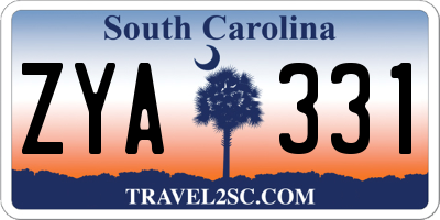 SC license plate ZYA331