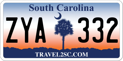 SC license plate ZYA332