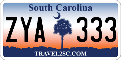 SC license plate ZYA333