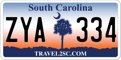 SC license plate ZYA334