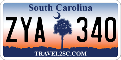 SC license plate ZYA340