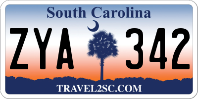 SC license plate ZYA342
