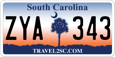 SC license plate ZYA343