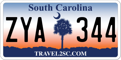SC license plate ZYA344