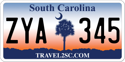 SC license plate ZYA345