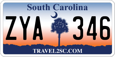 SC license plate ZYA346