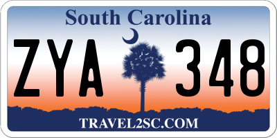 SC license plate ZYA348