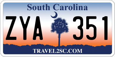 SC license plate ZYA351