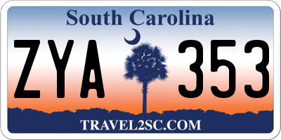 SC license plate ZYA353
