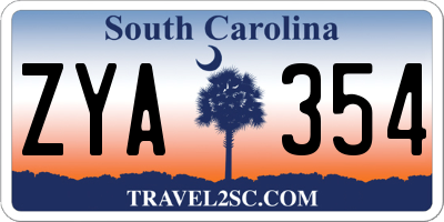 SC license plate ZYA354