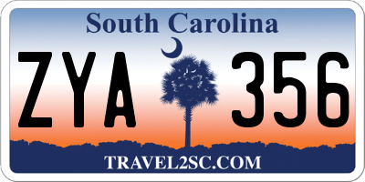 SC license plate ZYA356