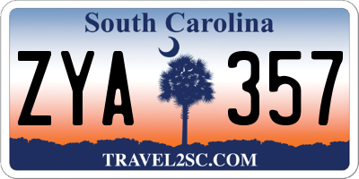 SC license plate ZYA357