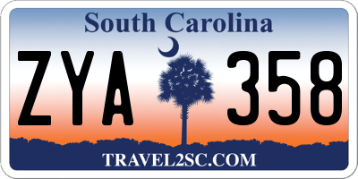 SC license plate ZYA358