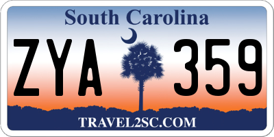 SC license plate ZYA359